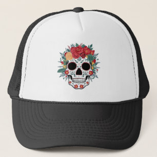 Floral Sugar Skull Hat Truckerkappe