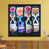 Floral Sugar Skull Leinwanddruck (Insitu (Wohnzimmer))