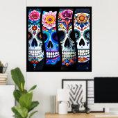 Floral Sugar Skull Poster (Heimbüro)