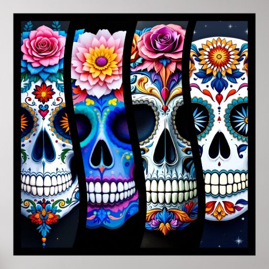 Floral Sugar Skull Poster (Vorne)