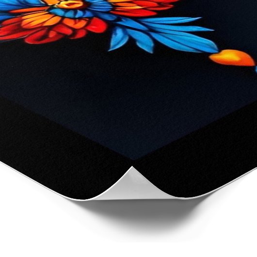 Floral Sugar Skull  Poster (Ecke)