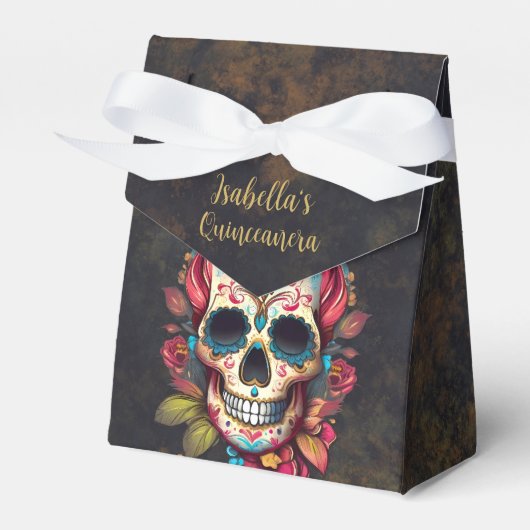 Floral Sugar Skull Quinceanera Geburtstag Geschenkschachtel (Vorderseite)