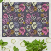 Floral Sugar Skulls Dia de los Muertos Geschirrtuch (Gefaltet)