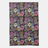Floral Sugar Skulls Dia de los Muertos Geschirrtuch (Vertikal)