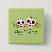 Floral Sugar Skulls Dia de Muertos | Button (Vorderseite)