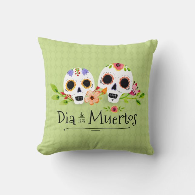 Floral Sugar Skulls Dia de Muertos | Dekokissen (Vorderseite)