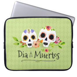 Floral Sugar Skulls Dia de Muertos | Laptop Sleeve