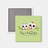 Floral Sugar Skulls Dia de Muertos | Magnet (Vorderseite/Rückseite)