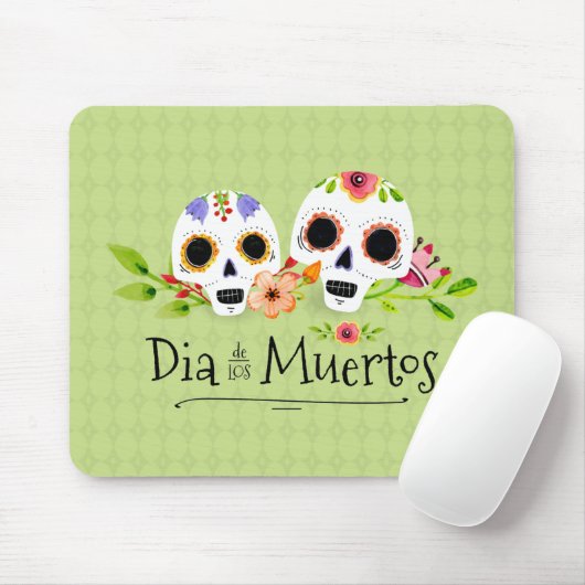 Floral Sugar Skulls Dia de Muertos | Mousepad (Mit Mouse)
