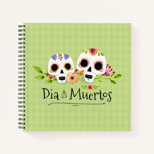 Floral Sugar Skulls Dia de Muertos | Notizbuch (Vorderseite)