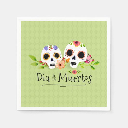 Floral Sugar Skulls Dia de Muertos | Serviette (Vorderseite)