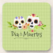 Floral Sugar Skulls Dia de Muertos | Untersetzer (Vorderseite)