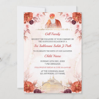 Floral Sukhmani Sahib Paath Invitation Einladung