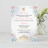 Floral Sukhmani Sahib Path Invitation card Einladung (Stehend Vorderseite)