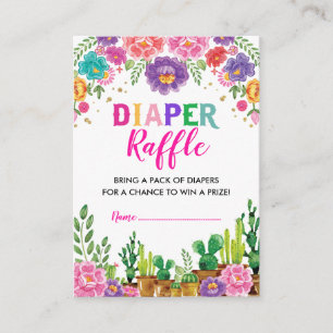 Floral Sukkulent Fiesta Diaper Raffle Babydusche Begleitkarte