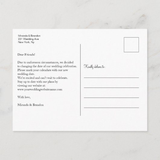 Floral Summer Beach Wedding Arch Ändern unser Datu Ankündigungspostkarte (Rückseite)