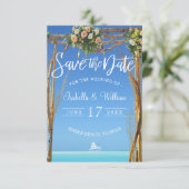 Floral Summer Beach Wedding Gate Save the Date Einladung (Stehend Vorderseite)