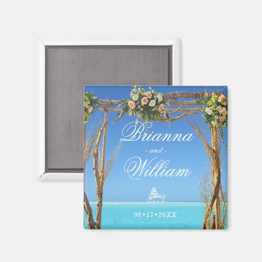 Floral Summer Beach Wedding Gate Save the Date Magnet (Vorderseite/Rückseite)