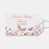 Floral Summer Butterfly Baby Dusche Geschenkanhänger (Vorderseite (Horizontal))