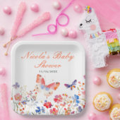 Floral Summer Butterfly Baby Dusche Pappteller (Party)