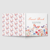 Floral Summer Butterfly Baby Shower Guest Book Gästebuch (Voll)