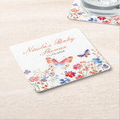 Floral Summer Butterfly Baby Shower Rechteckiger Pappuntersetzer (angewinkelt)