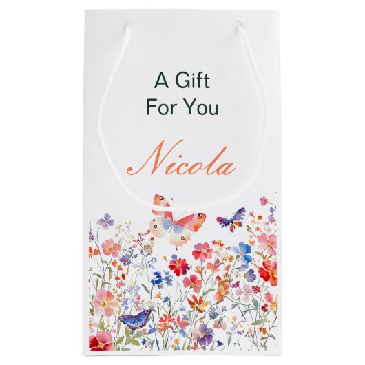 Floral Summer Butterfly-Brautparty Kleine Geschenktüte (Rückseite)