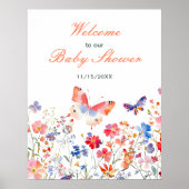 Floral Summer Butterfly-Brautparty Poster (Vorne)