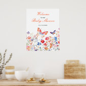 Floral Summer Butterfly-Brautparty Poster (Küche)