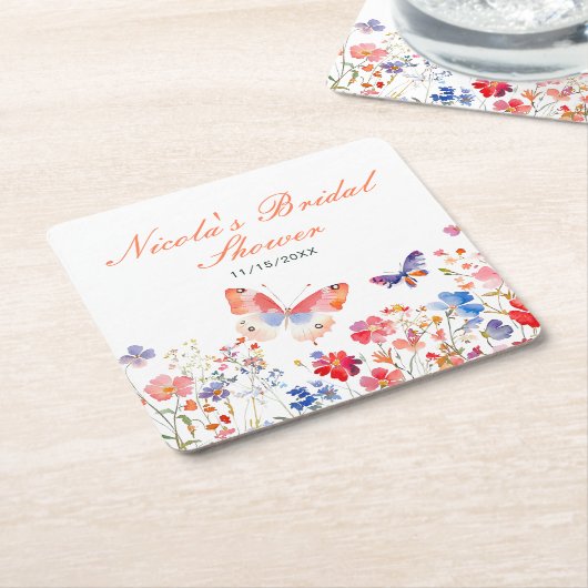 Floral Summer Butterfly-Brautparty Rechteckiger Pappuntersetzer (angewinkelt)