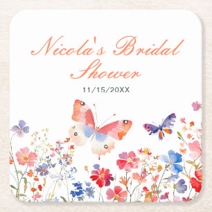 Floral Summer Butterfly-Brautparty Rechteckiger Pappuntersetzer