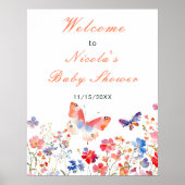 Floral Summer Butterfly Brautparty Welcome Poster (Vorne)