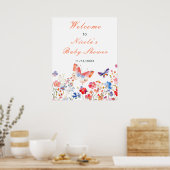 Floral Summer Butterfly Brautparty Welcome Poster (Küche)