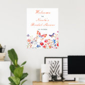 Floral Summer Butterfly Bridal Shower Welcome Poster (Heimbüro)