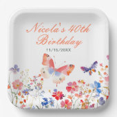 Floral Summer Butterfly Geburtstag Pappteller (Vorderseite)