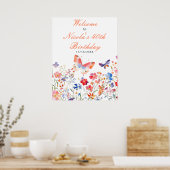 Floral Summer Butterfly Geburtstagsdusche Poster (Küche)
