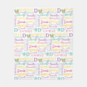 Floral Summer Butterfly Name und Monogramm Muster Fleecedecke (Vorderseite)