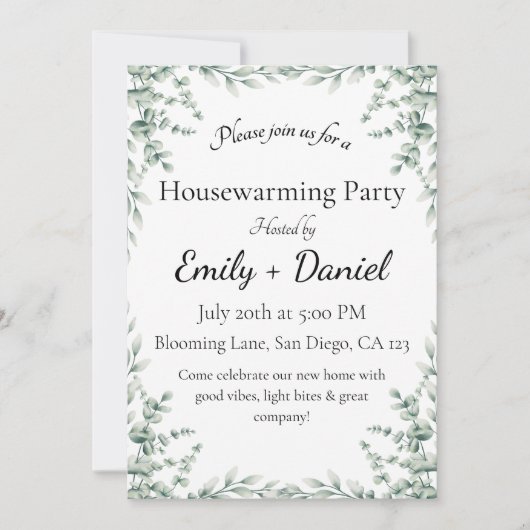 Floral summer house warming party invitation einladung (Vorderseite)