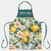 Floral Summer lemon citrus personalisierter Name Schürze (Vorderseite)