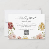 Floral Summer QR Code Wedding RSVP Karte (Vorderseite)