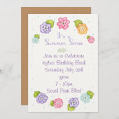 Floral Summer Soiree Einladung (Vorne/Hinten)