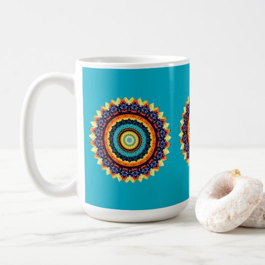 Floral Sun Mandala Mug Kaffeetasse (Mit Donut)