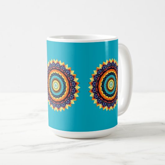 Floral Sun Mandala Mug Kaffeetasse (VorderseiteRechts)
