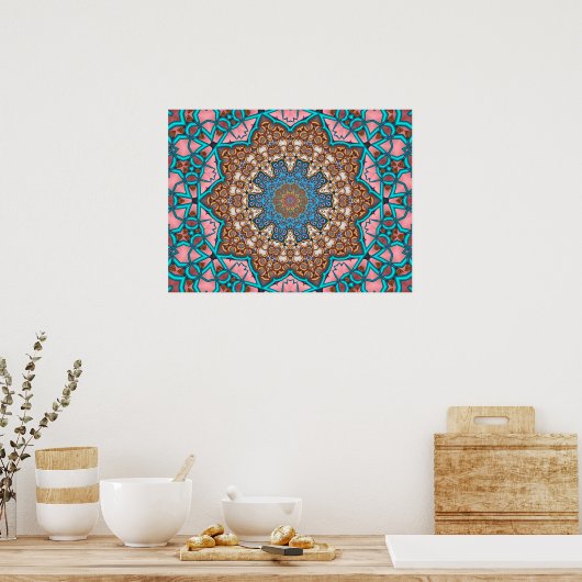 Floral Sun Mandala Poster (Küche)