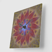 Floral Sundial Square Wall Clock without Numbers Quadratische Wanduhr (Winkel)