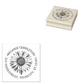 Floral Sunflower #2A Name Anschrift Runde Gummistempel (Stempel)