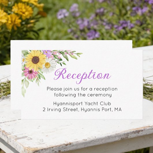 Floral Sunflower Daisy Garden Wedding Reception Begleitkarte