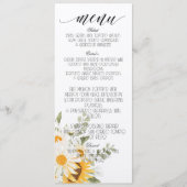 Floral Sunflower & Daisy Menu Programm (Vorderseite)
