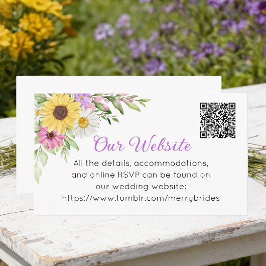 Floral Sunflower Daisy Wildflowers Wedding Website Begleitkarte