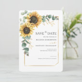 Floral Sunflower Eucalyptus Greenery Save The Date (Stehend Vorderseite)